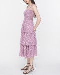 SIXDO Polka Dot Spaghetti Strap Maxi Chiffon Dress